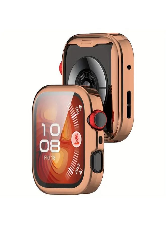 غطاء ذهبي من TPU لساعة Huawei Watch Fit 4 مع حامي شاشة كامل التغطية - Image 5